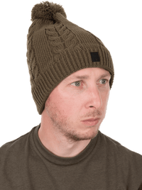 Gorro de punto con pompón color caqui - Gorro