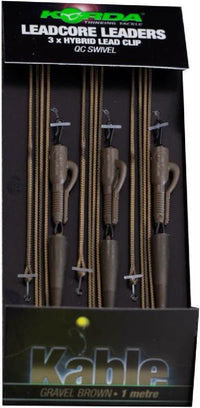 Líderes Leadcore - 100cm - Clip de plomo híbrido con giratorio QC - 3 unidades