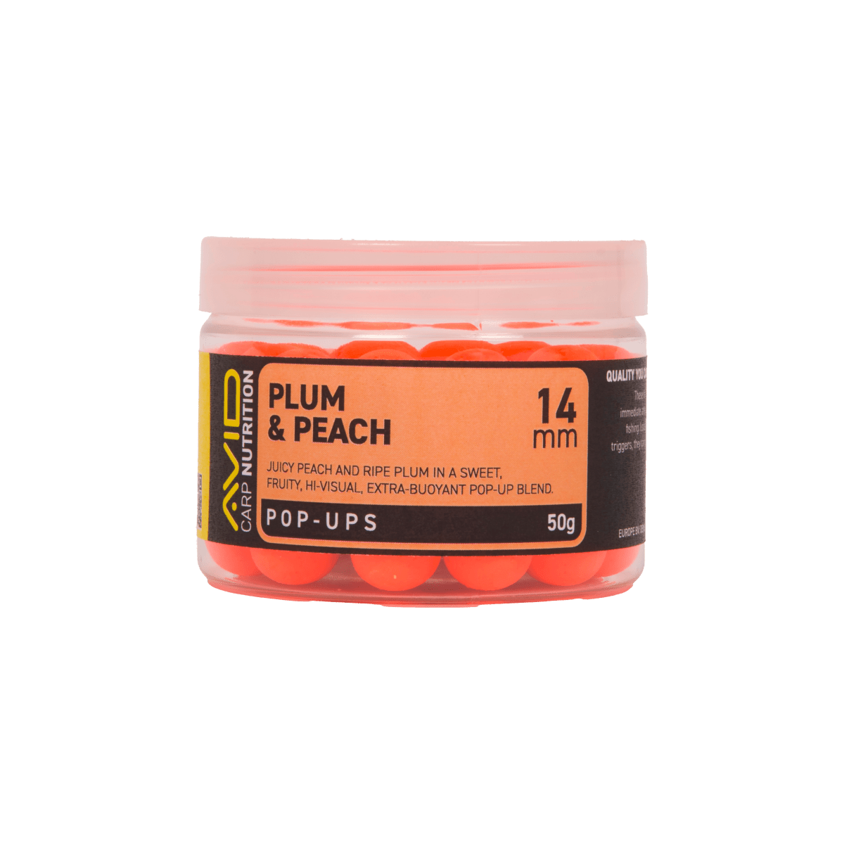 Avid Carp Plum & Peach Pop - up - 14mm - Oranje - KarperCentrale