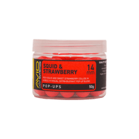 Avid Carp Squid & Strawberry Pop - up - 14mm - Rood - KarperCentrale