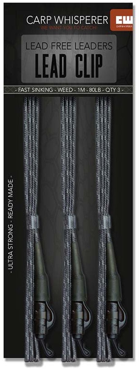 Líder con Clip de Plomo - Listo para Usar - 100cm - Verde Algas