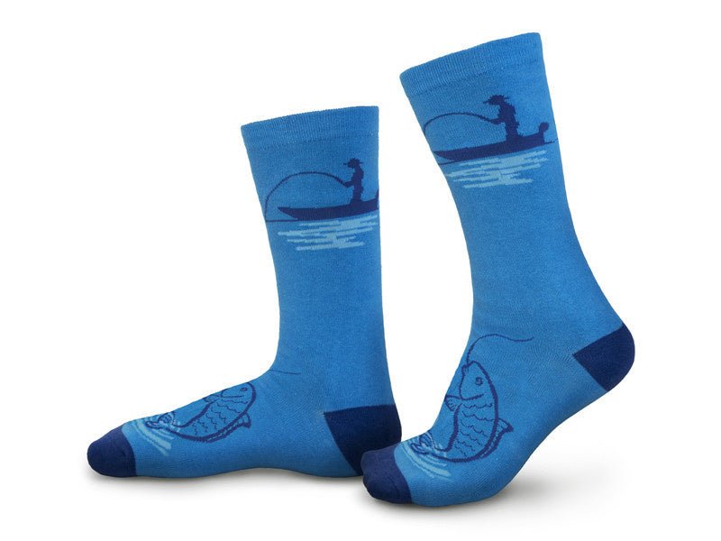 Happy Fishing - Calcetines - Cómodos - Talla 41-46 - azul