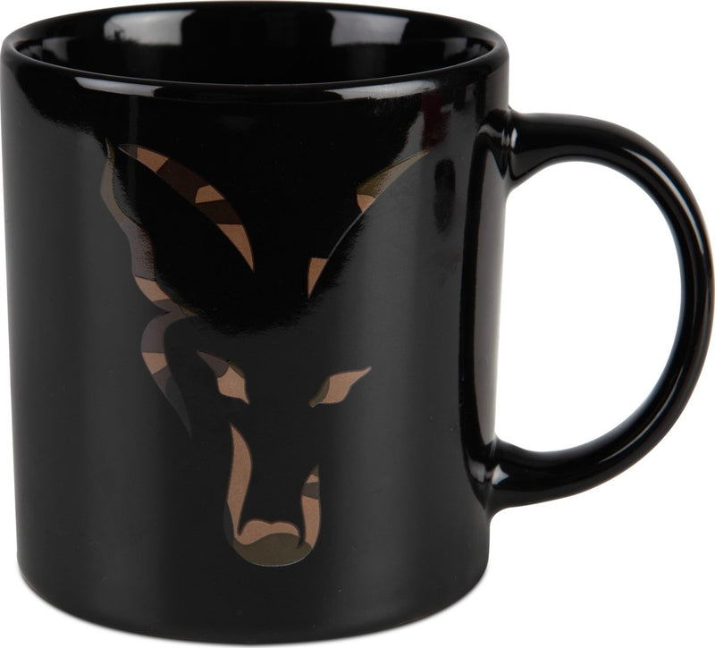 Taza cerámica con tapa negra y camuflaje