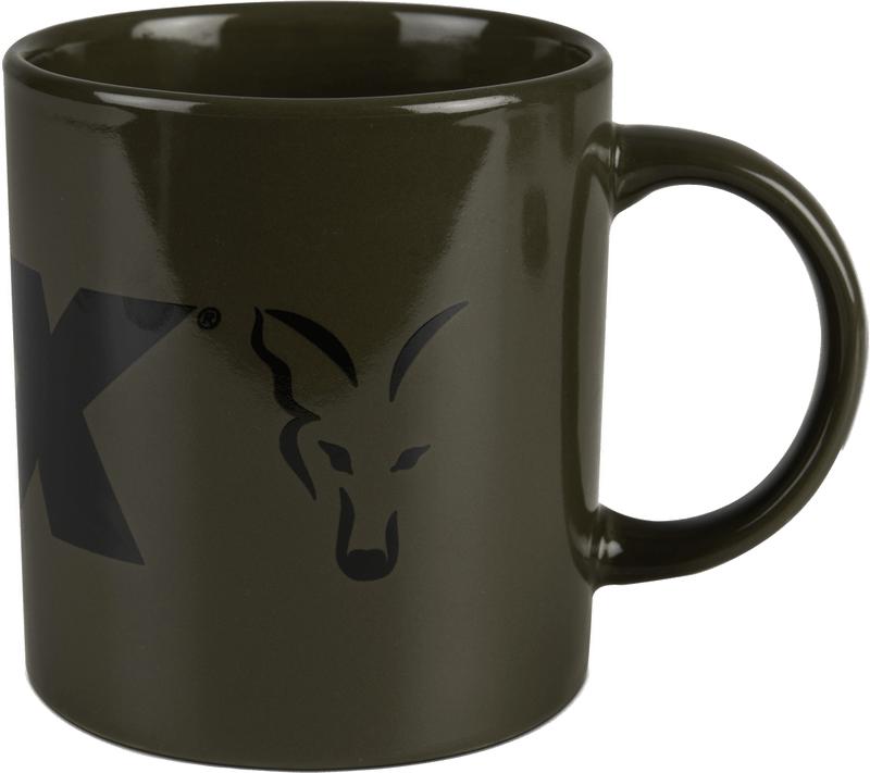 Taza de cerámica con logo verde y negro