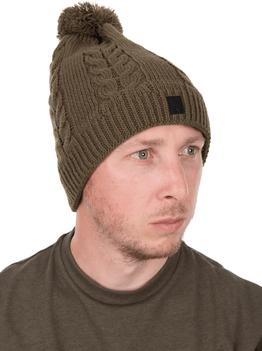 Khaki Knitted Bobble - Muts
