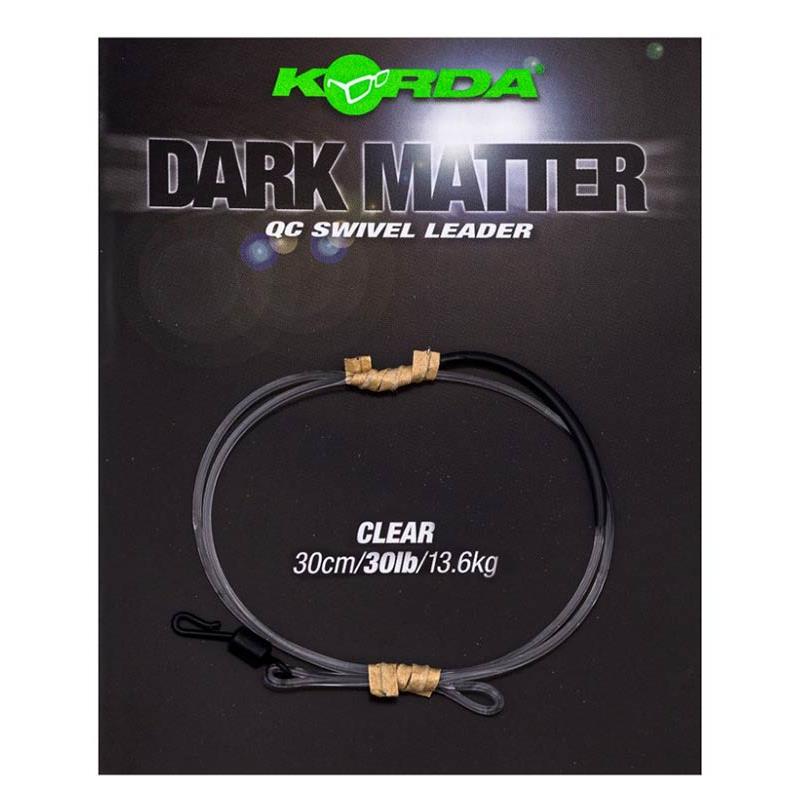 Korda Dark Matter Leader - 30cm - QC Swivel Clear - 30LB - KarperCentrale