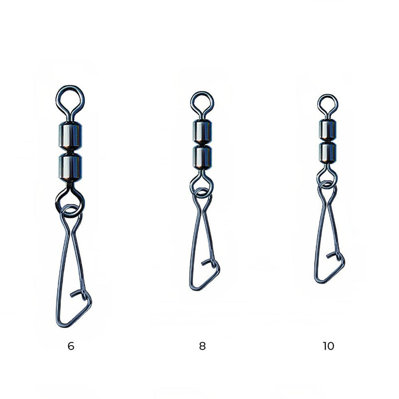 Conector giratorio doble para feeder con mosquetón enganchado